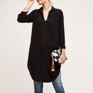 MAEVE ANTHROPOLOGIE Ceycen split side Tunic button front blouse shirt size small